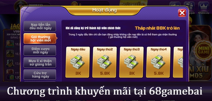 Khuyến mãi hậu hĩnh không thể bỏ lỡ tại 68 game bài